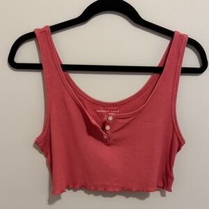 American Eagle Outfitters Coral Buttoned Crop Top